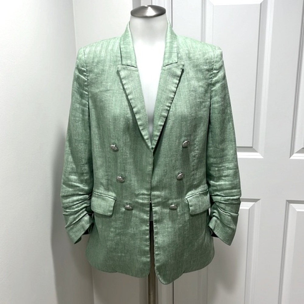 Veronica Beard lt green scrunch sleeve dickey blazer. Sz 0. PLS READ description